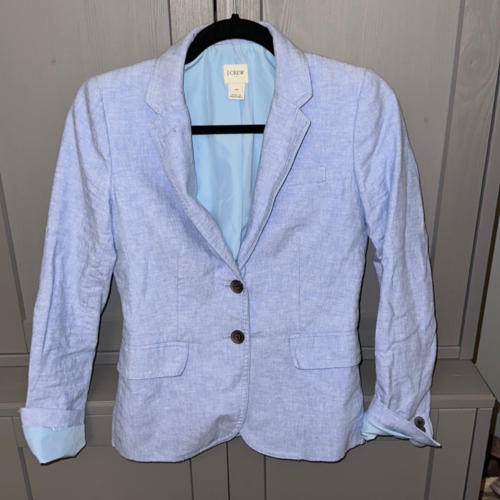 Light Blue J Crew Linen Blazer